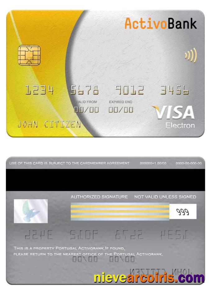 Portugal Activobank Visa Electron Card Template