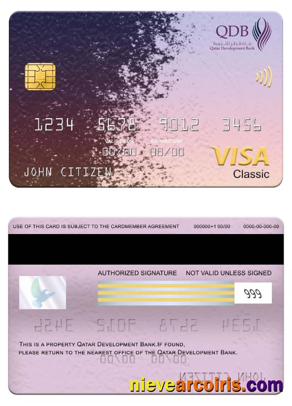 Qatar Development Bank Visa Classic Card Template