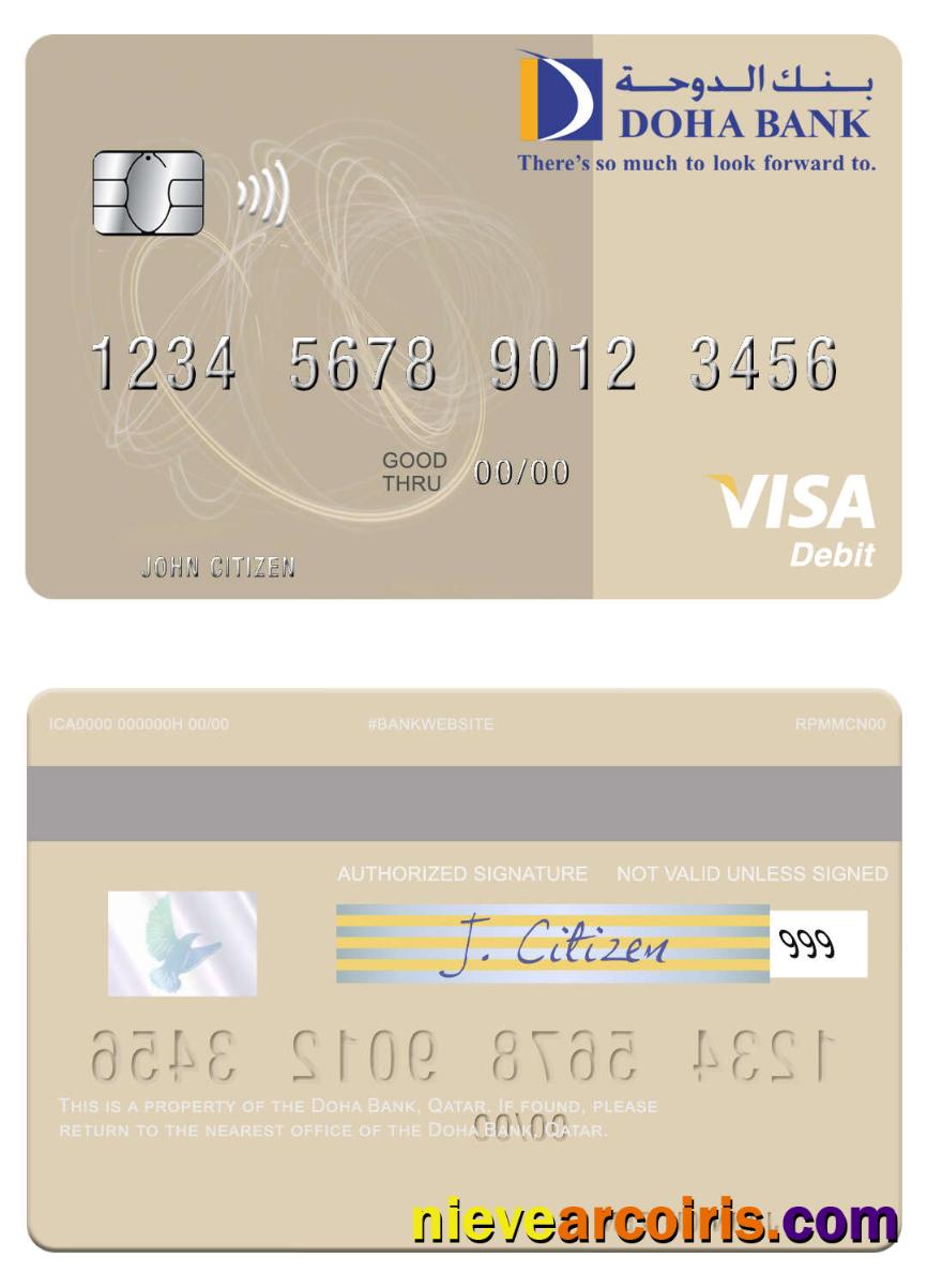 Qatar Doha Bank Visa Debit Card Sample