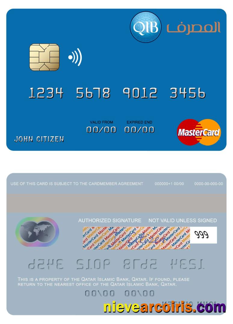 Qatar Islamic Bank Mastercard Template