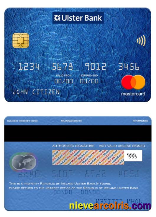 Republic Of Ireland Ulster Bank Mastercard Template