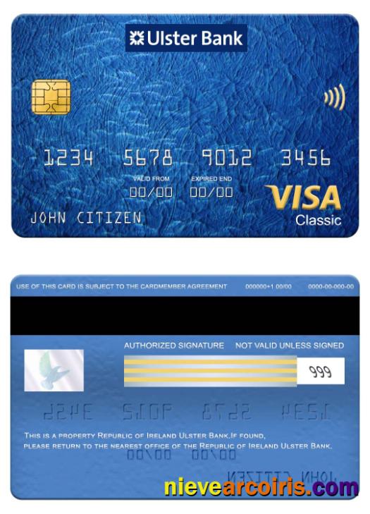 Republic Of Ireland Ulster Bank Visa Classic Card Photolook