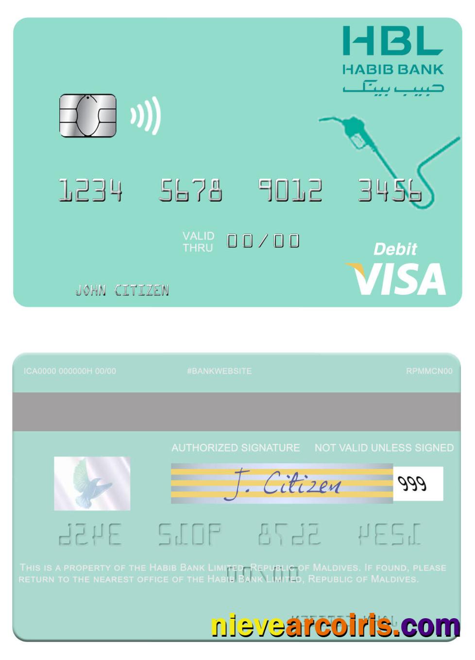 Republic Of Maldives Habib Bank Limited Visa Debit Card Photolook