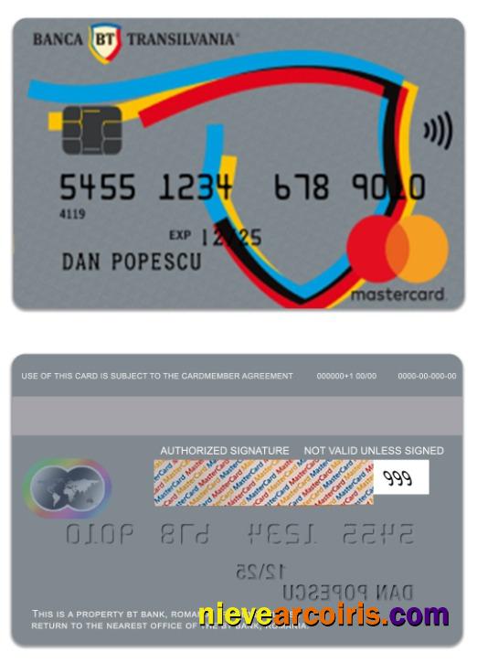 Romania BT Bank Mondo Mastercard Sample