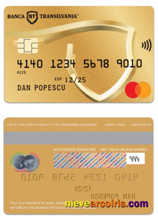 Romania BT Bank Gold Debit Mastercard Template
