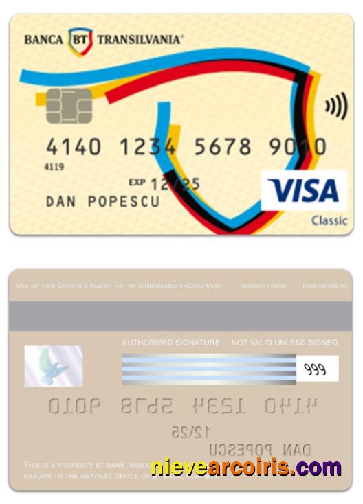 Romania BT Bank Visa Classic Card Template