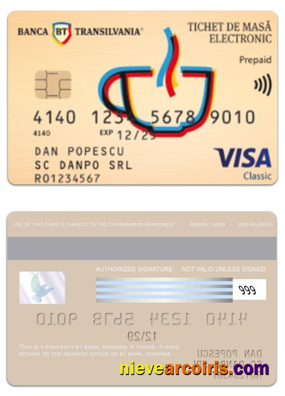 Romania BT Bank Visa Prepaid Classic Card Template