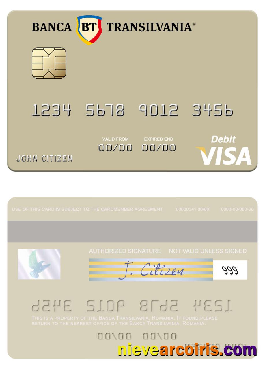 Romania Banca Transilvania Visa Debit Card Sample