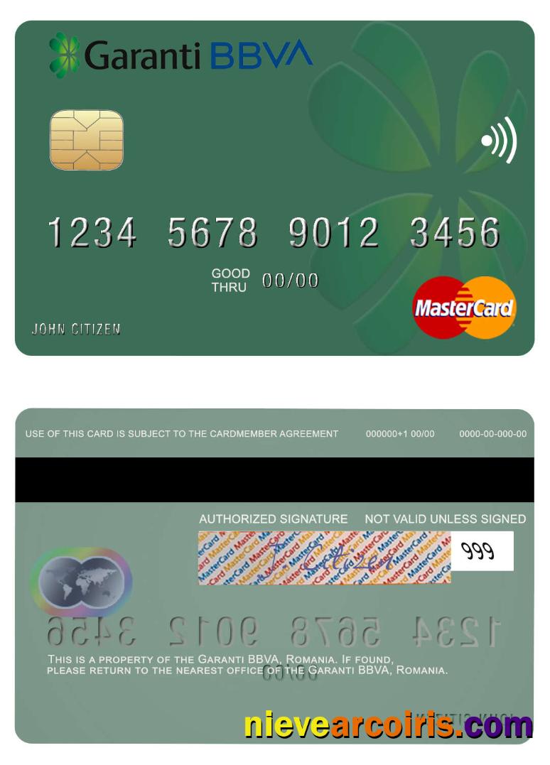 Romania Garanti BBVA Mastercard Sample
