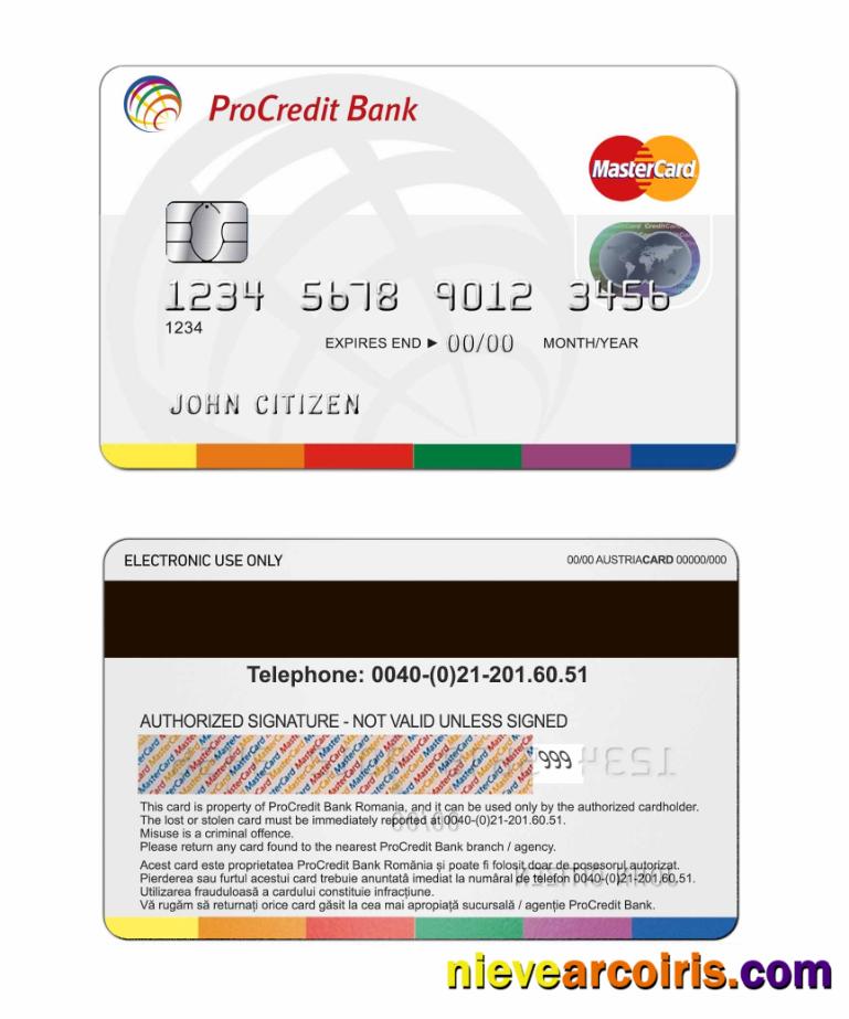 Romania ProCredit Bank Mastercard Template
