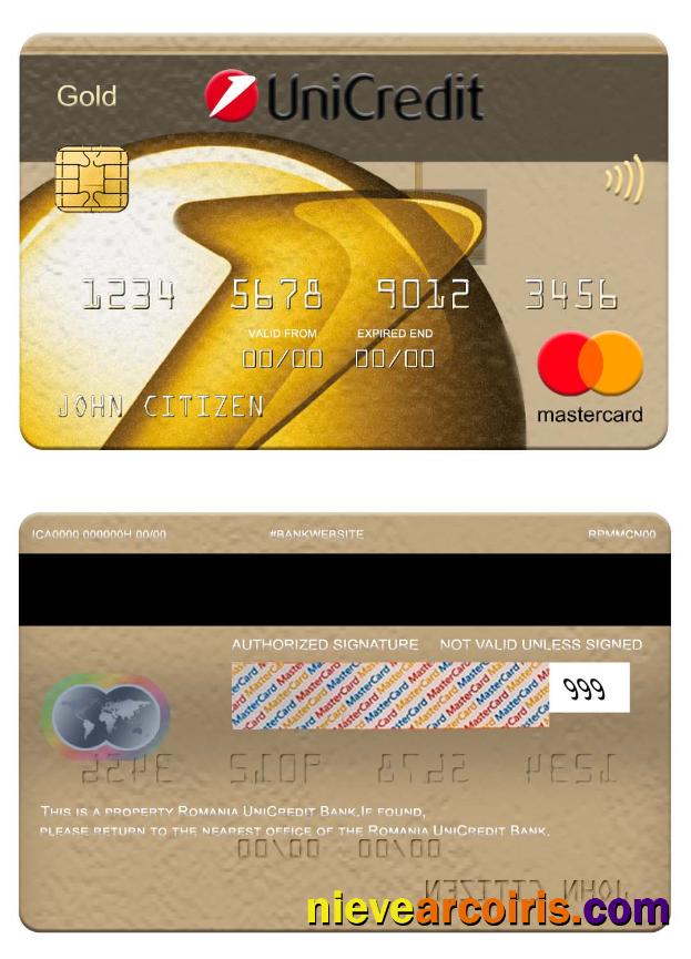 Romania UniCredit Bank Mastercard Gold Template