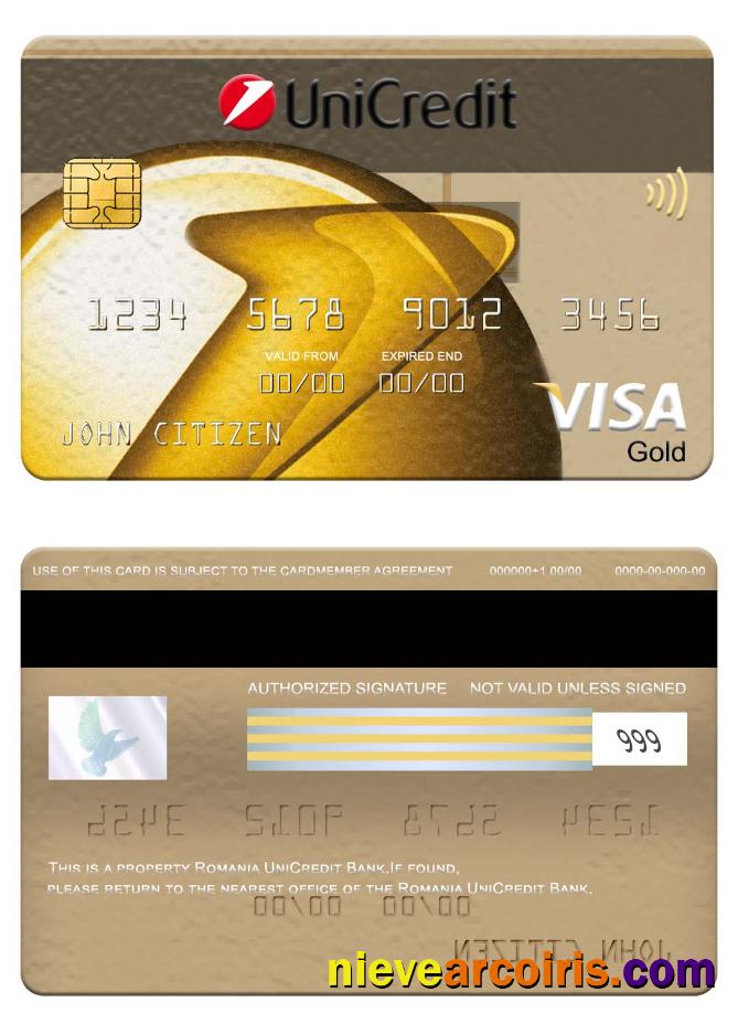 Romania UniCredit Bank Visa Gold Card Photolook