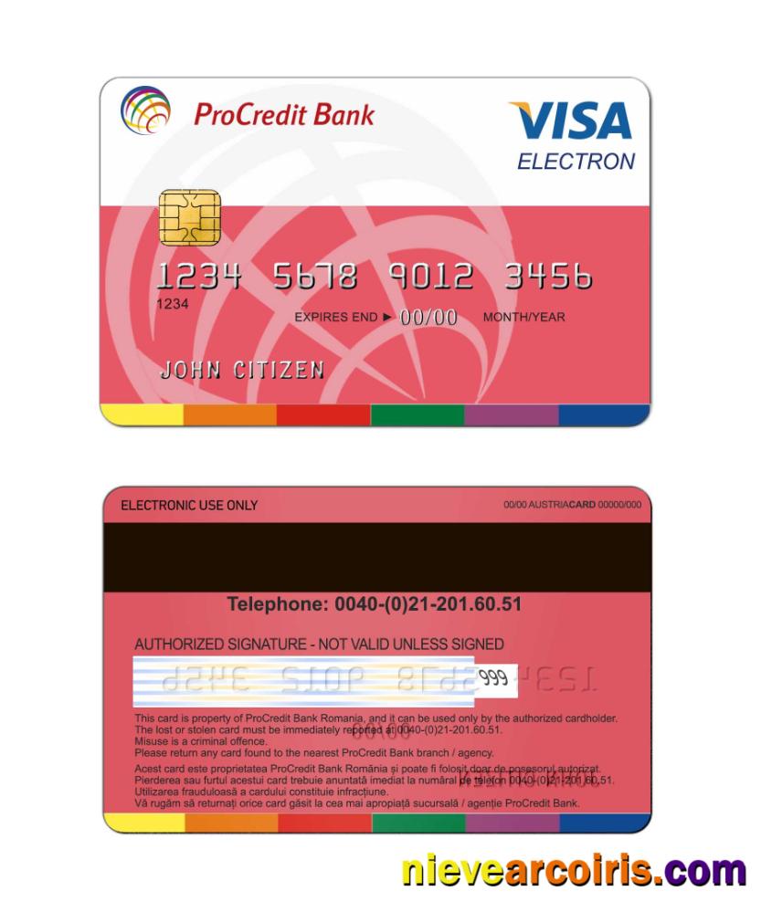 Romania Visa Electron Card Sample