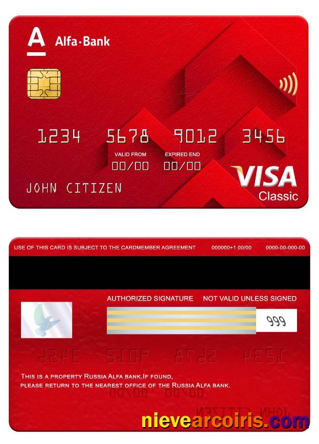 Russia Alfa Bank Visa Classic Card Template