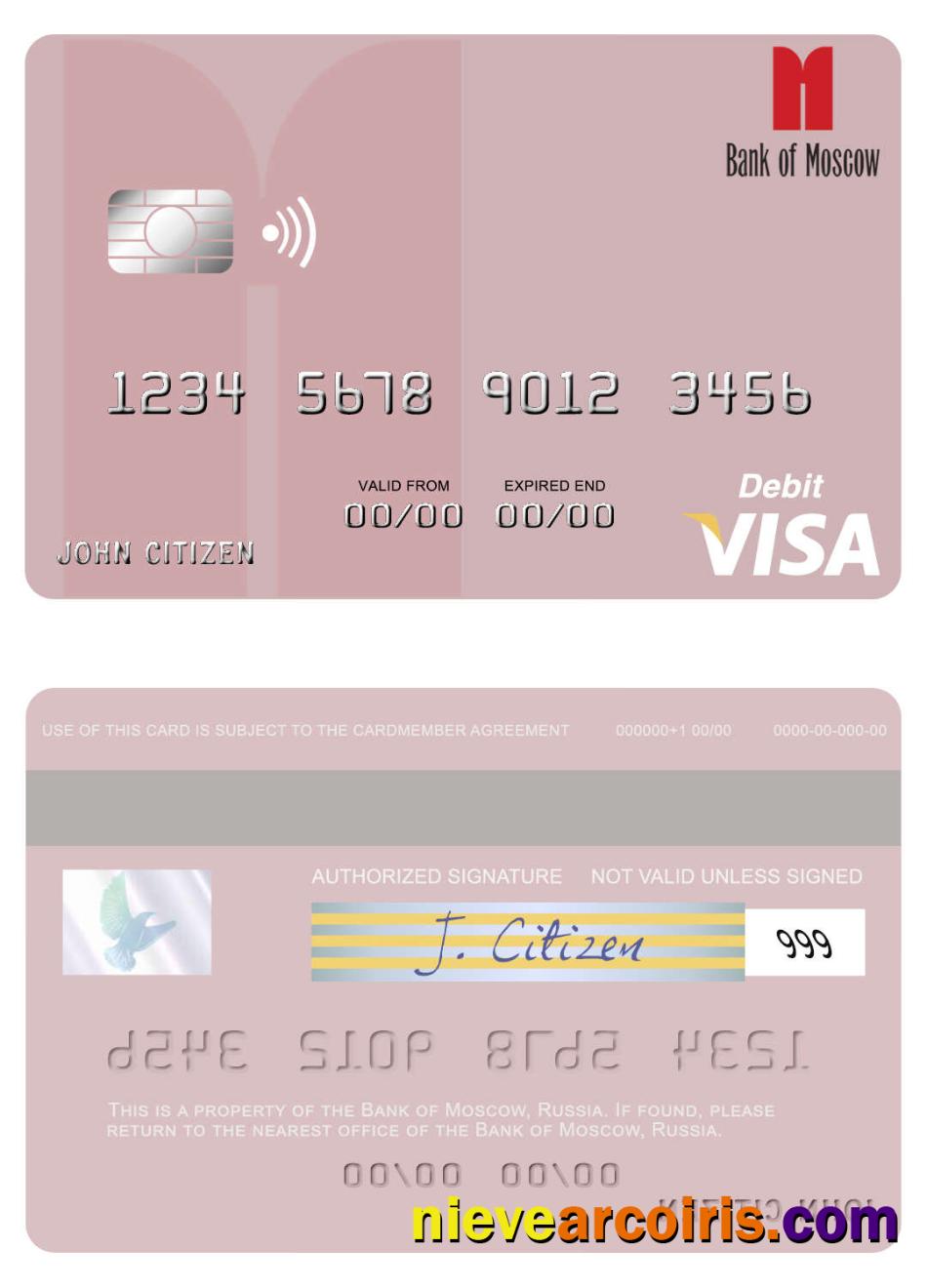 Russia Bank Of Moscow Visa Debit Card Photolook