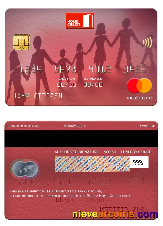 Russia Home Credit Bank Mastercard Template