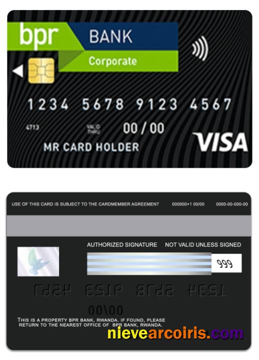 Rwanda BPR Bank Corporate Visa Card Template