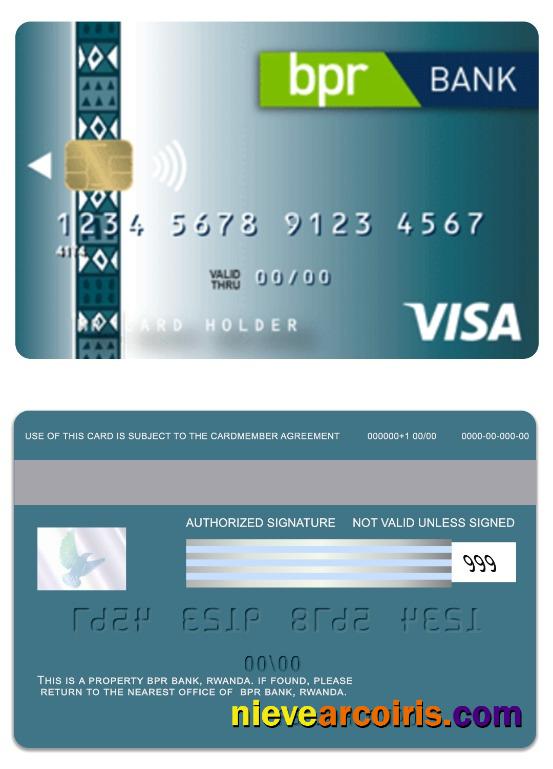 Rwanda BPR Bank Visa Classic Credit Card Sample