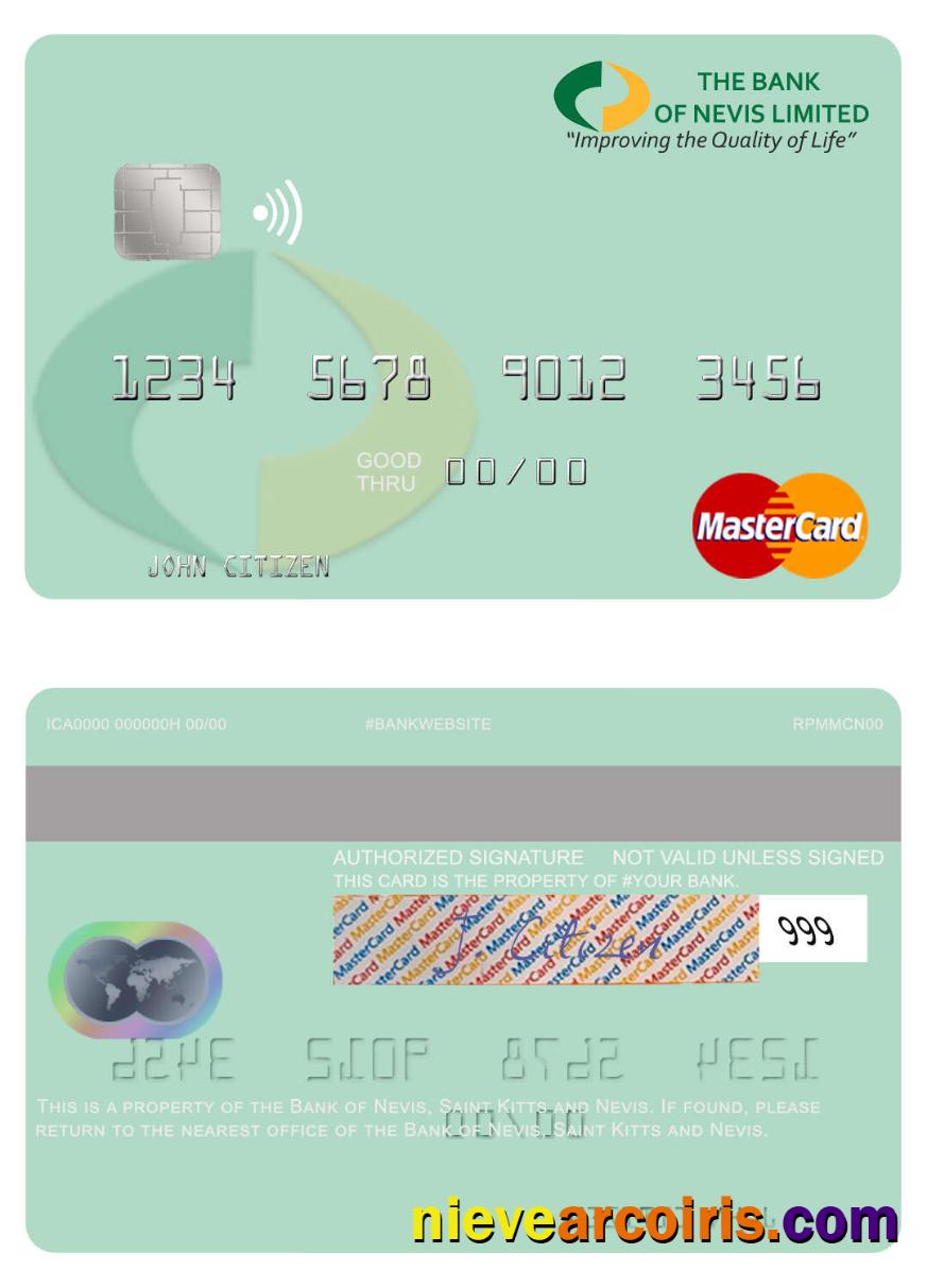 Saint Kitts And Nevis Bank Of Nevis Mastercard Template