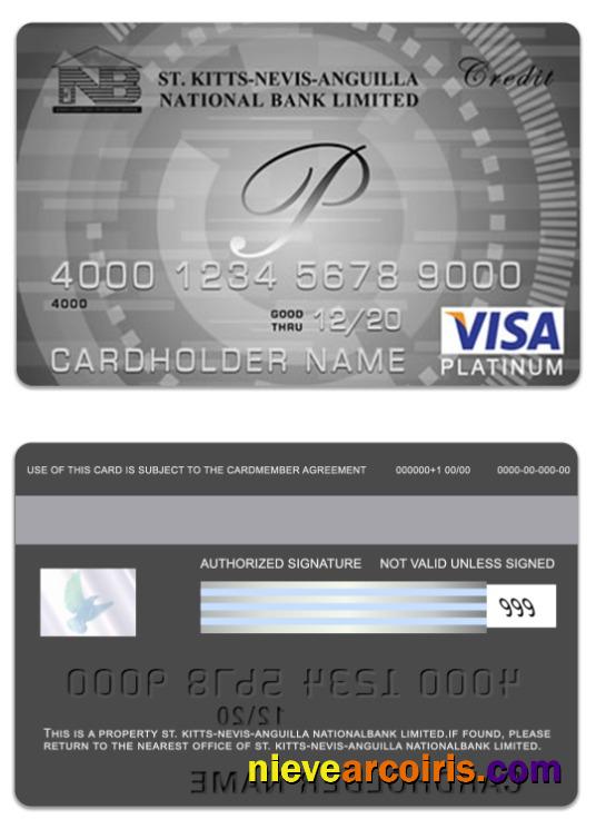 Saint Kitts And Nevis National Bank Limited Visa Platinum Card Template
