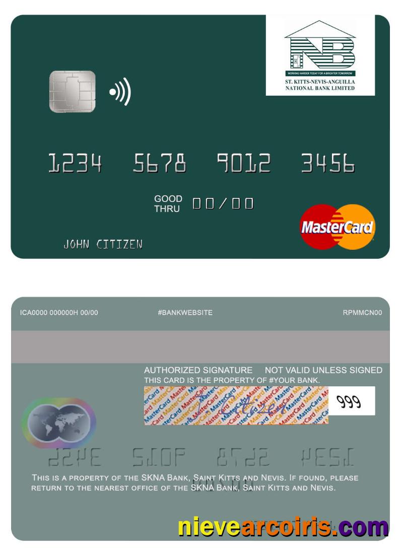 Saint Kitts And Nevis SKNA Bank Mastercard Template
