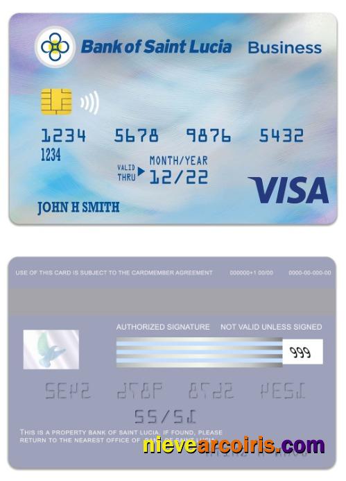 Saint Lucia Bank Of Saint Lucia Visa Business Card Preview