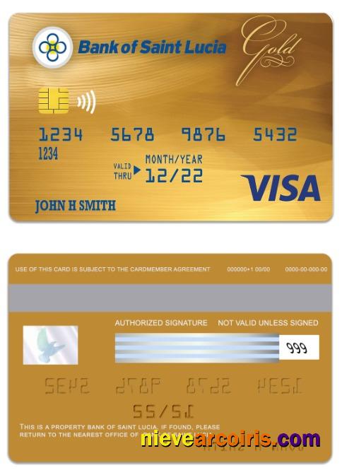 Saint Lucia Bank Of Saint Lucia Visa Gold Card Sample