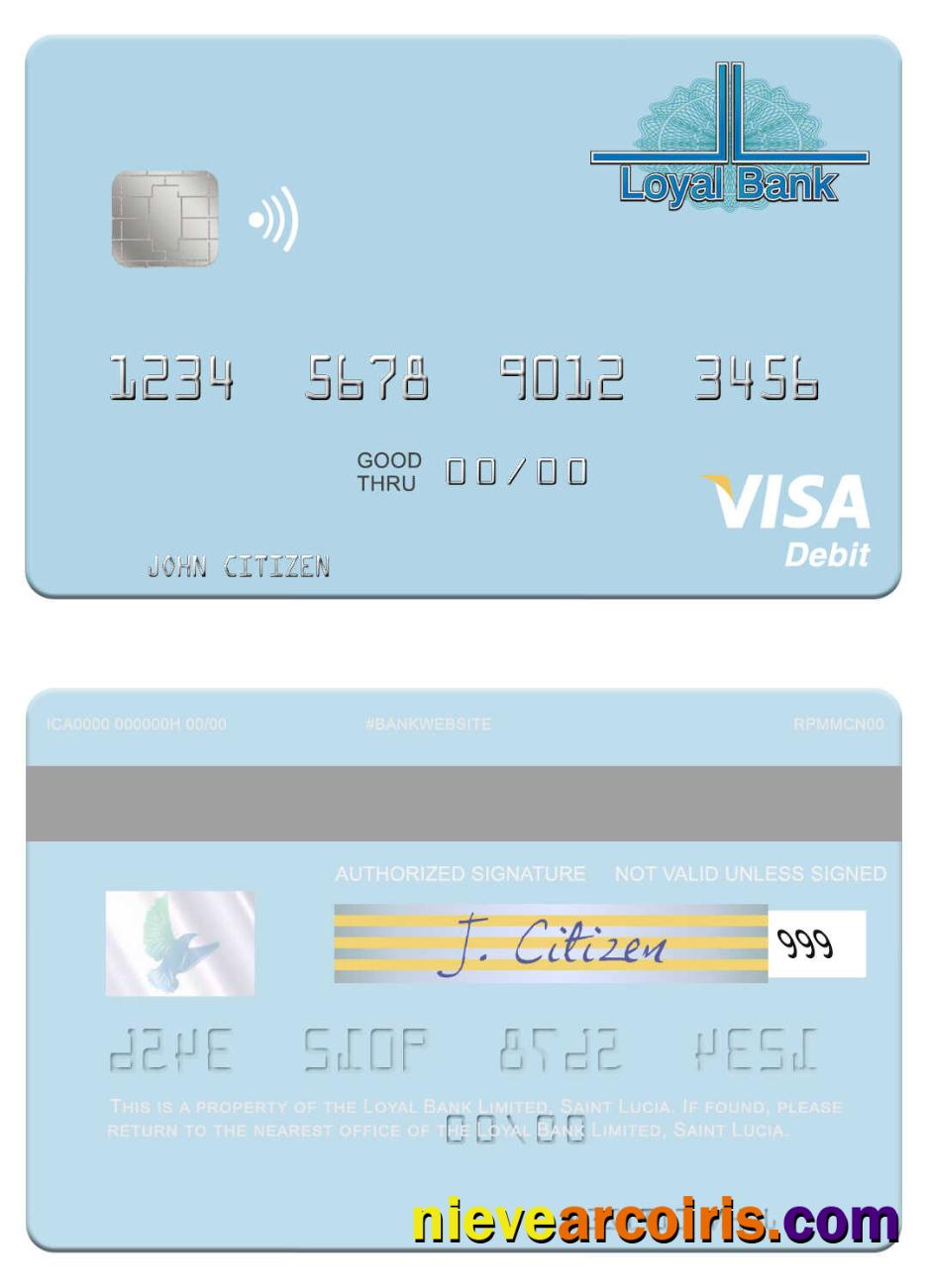 Saint Lucia Loyal Bank Limited Visa Debit Card Template