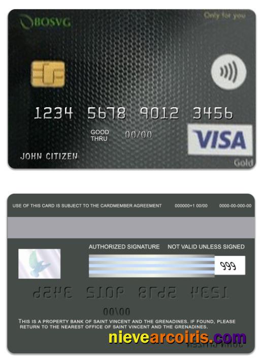 Saint Vincent And The Grenadines BOSVG Visa Gold Card Photolook