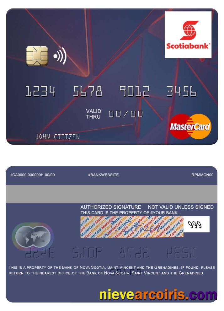 Saint Vincent And The Grenadines Bank Of Nova Scotia Mastercard Sample