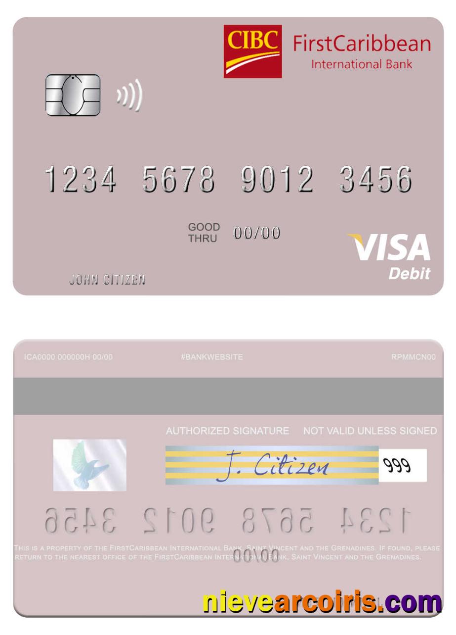 Saint Vincent And The Grenadines FirstCaribbean International Bank Visa Debit Card Photolook