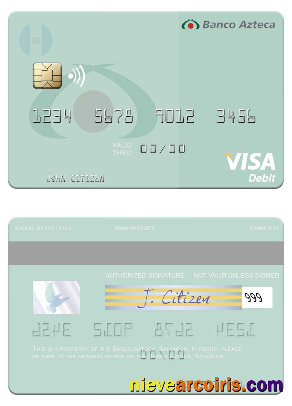 Salvador Banco Azteca Visa Debit Card Preview