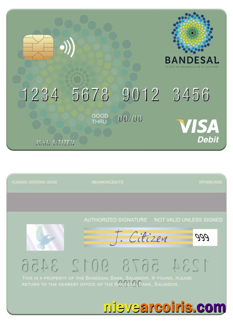 Salvador Bandesal Bank Visa Debit Card Sample