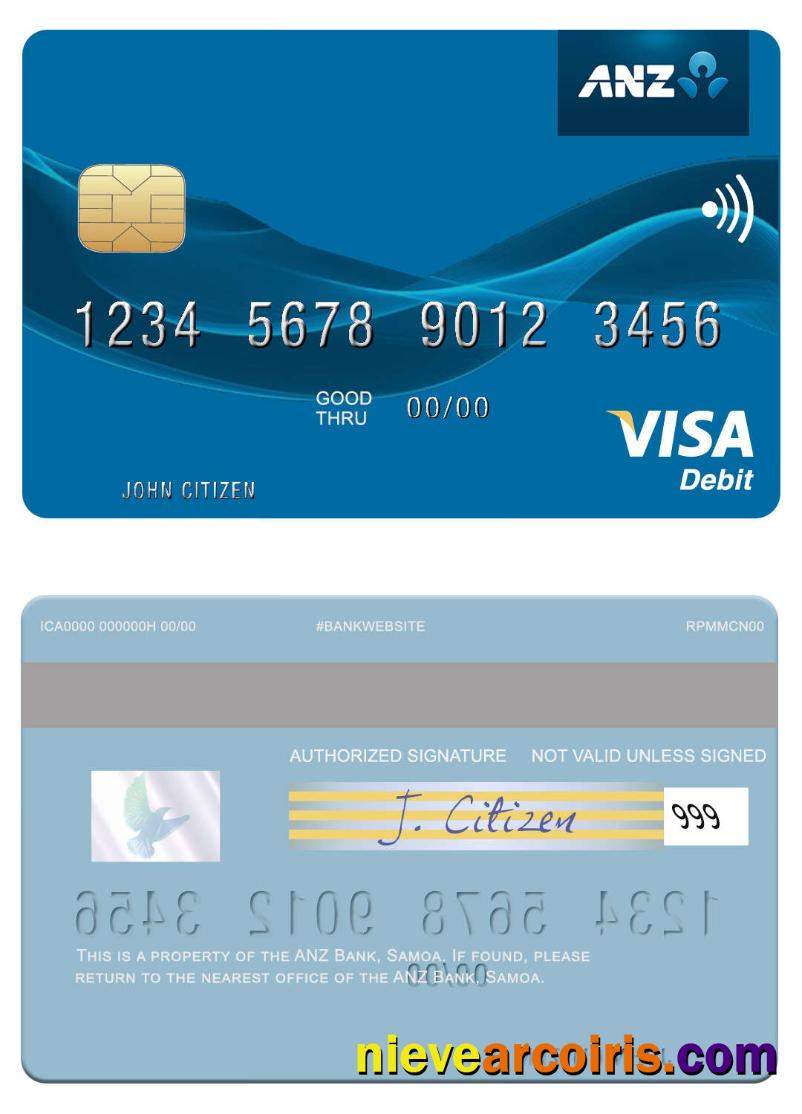 Samoa ANZ Bank Visa Debit Card Preview