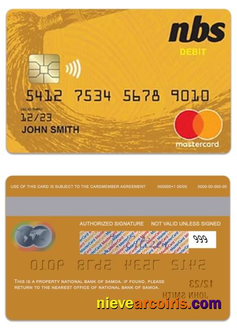 Samoa National Bank Of Samoa Debit Mastercard Photolook