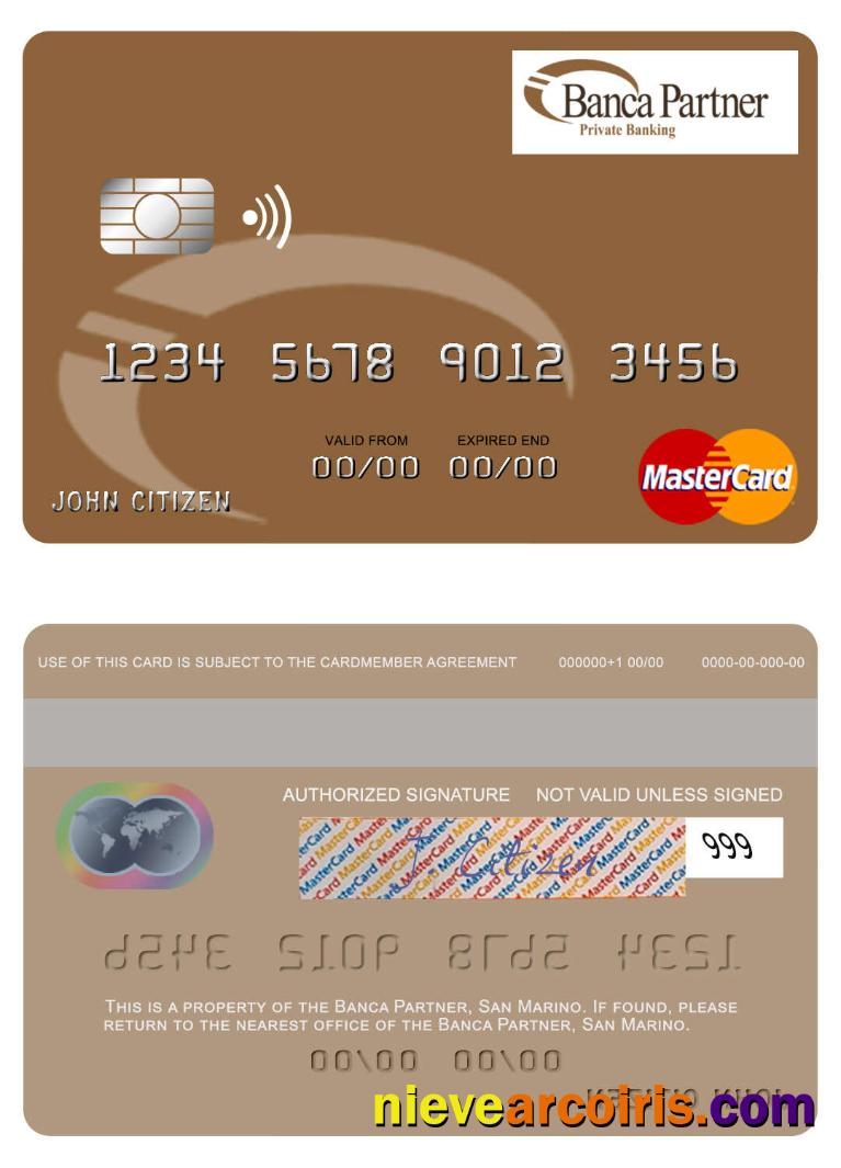 San Marino Banca Partner Mastercard Sample