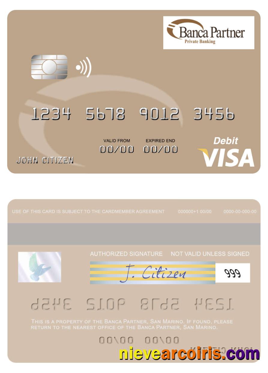 San Marino Banca Partner Visa Debit Card Template