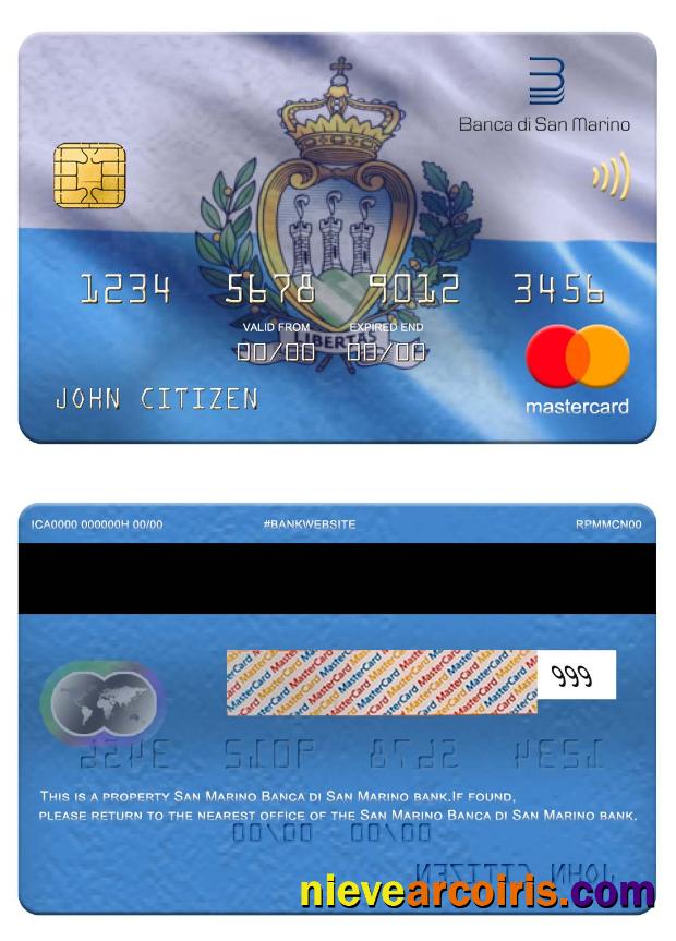 San Marino Banca Di San Marino Bank Mastercard Template