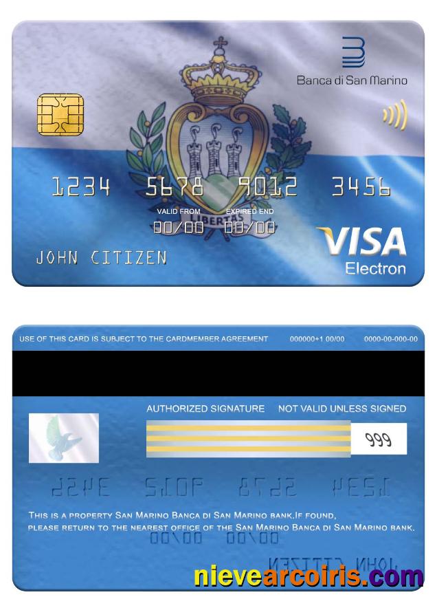 San Marino Banca Di San Marino Bank Visa Electron Card Photolook