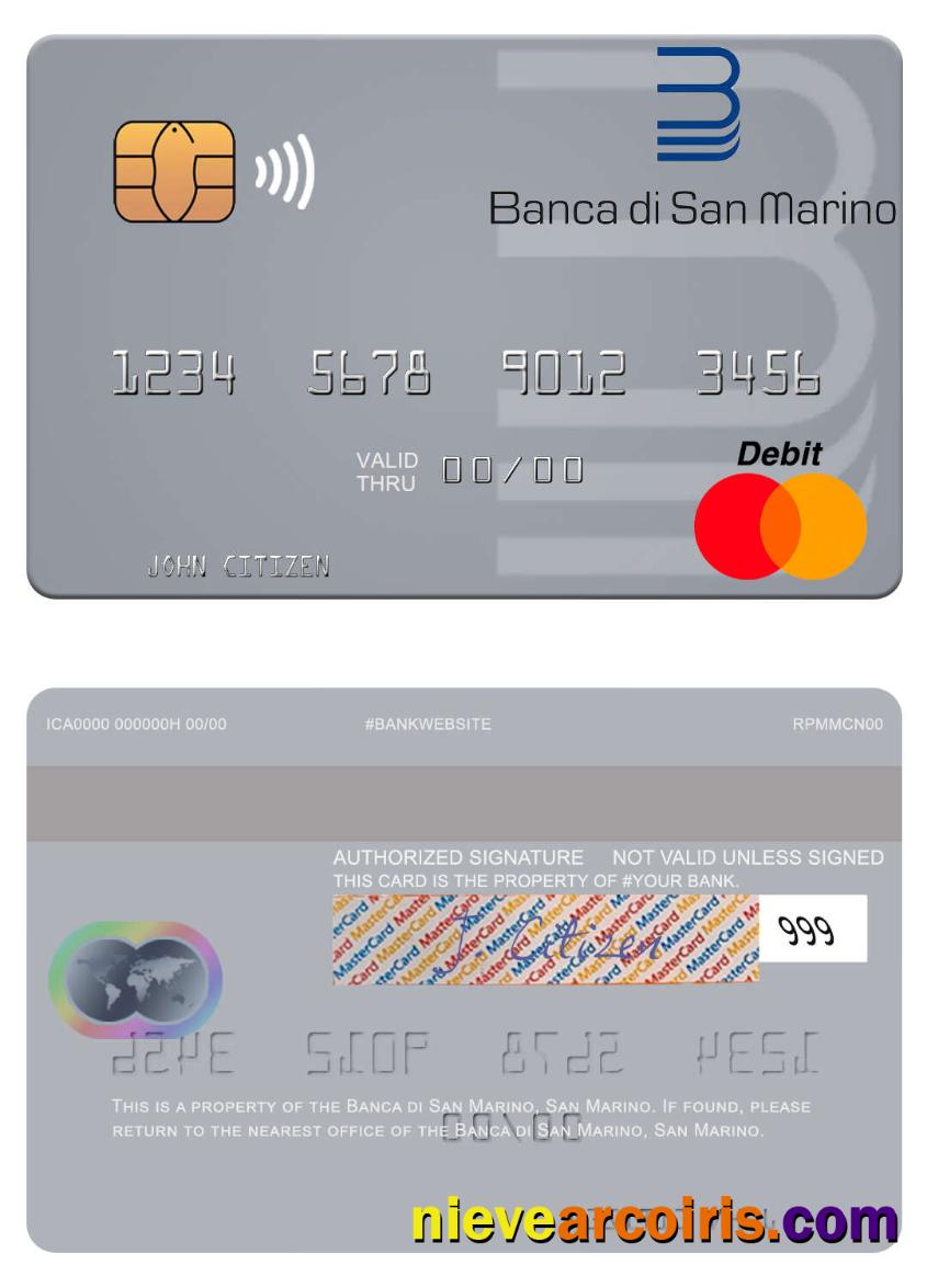 San Marino Banca Di San Marino Mastercard Template