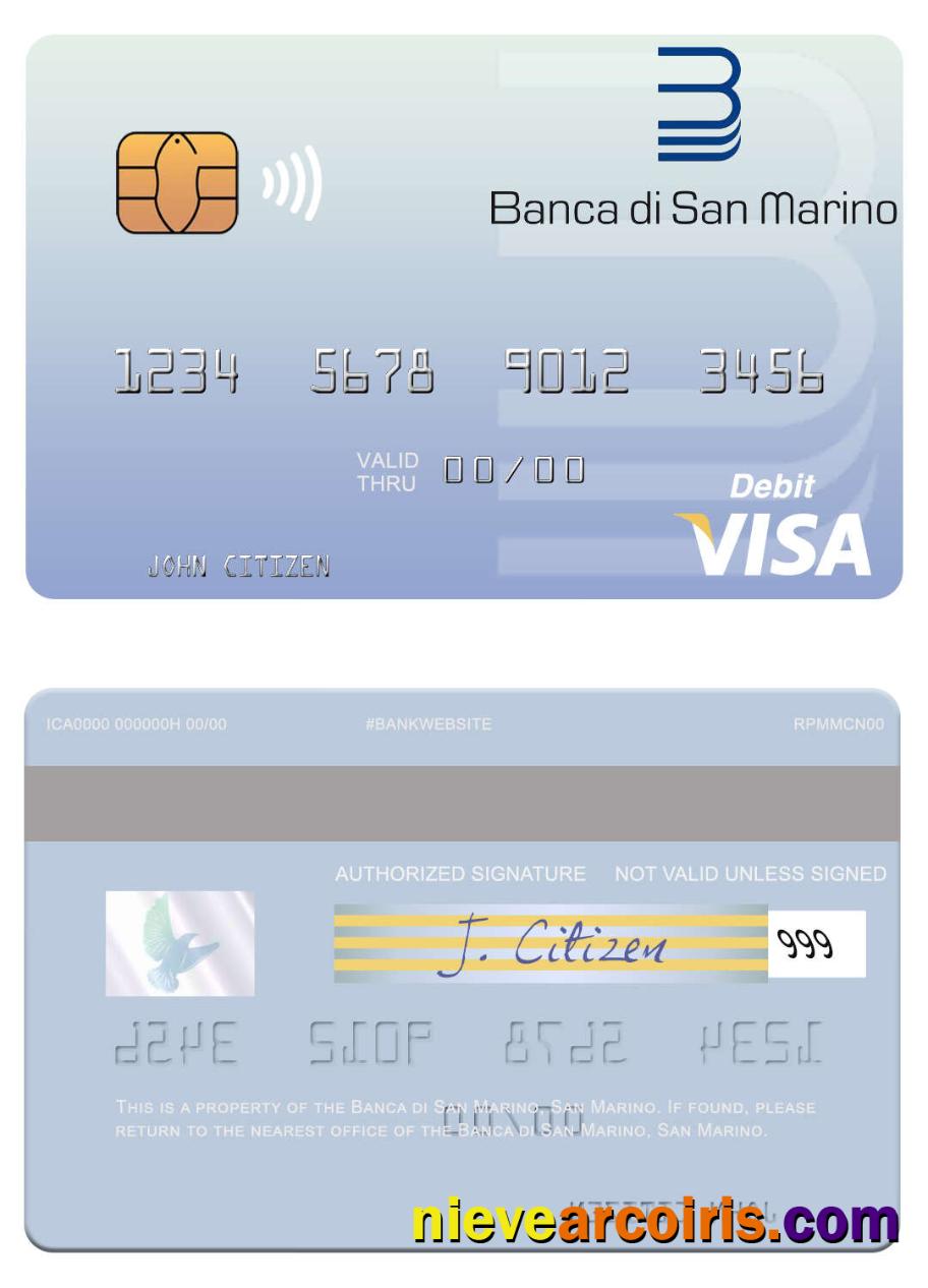 San Marino Banca Di San Marino Visa Debit Card Preview