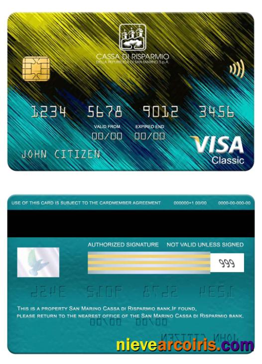 San Marino Cassa Di Risparmio Bank Visa Classic Card Photolook