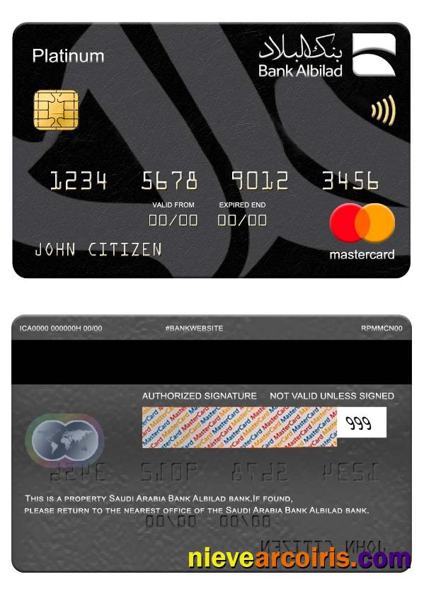 Saudi Arabia Bank Albilad Bank Platinum Mastercard Photolook