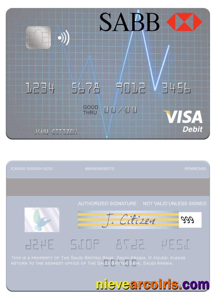 Saudi Arabia The Saudi British Bank Visa Debit Card Sample