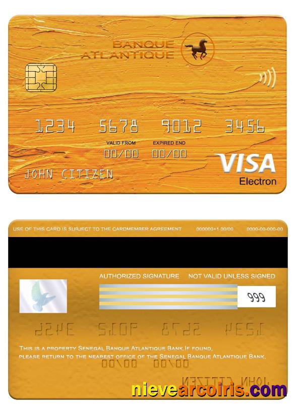 Senegal Banque Atlantique Bank Visa Electron Card Sample