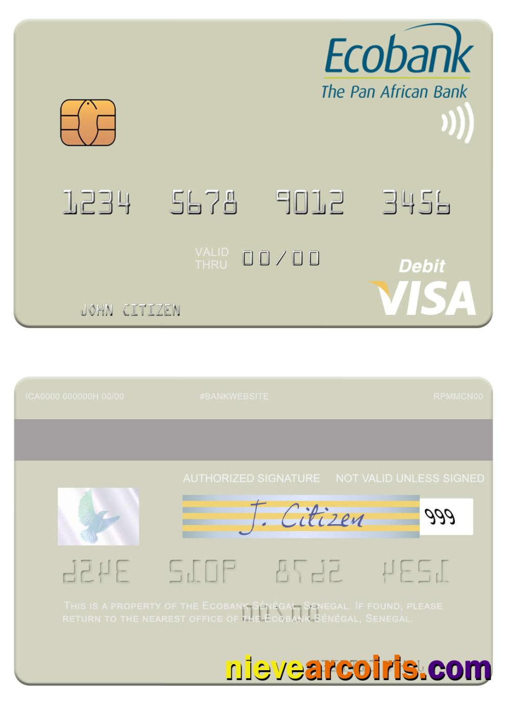 Senegal Ecobank Sénégal Visa Debit Card Preview