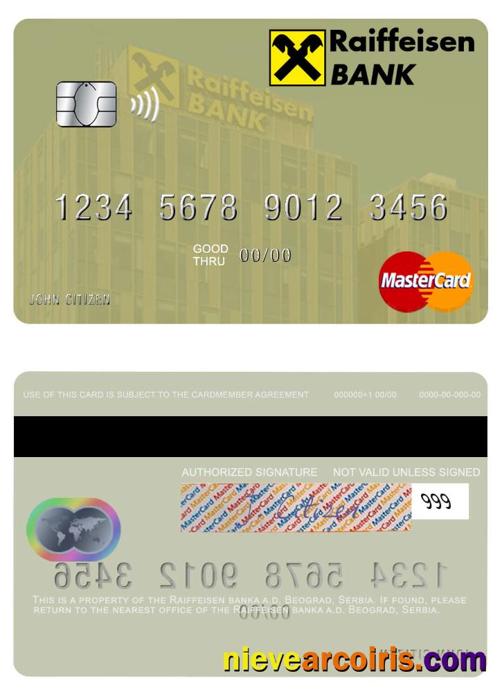 Serbia Raiffeisen Banka A.d. Beograd Mastercard Template