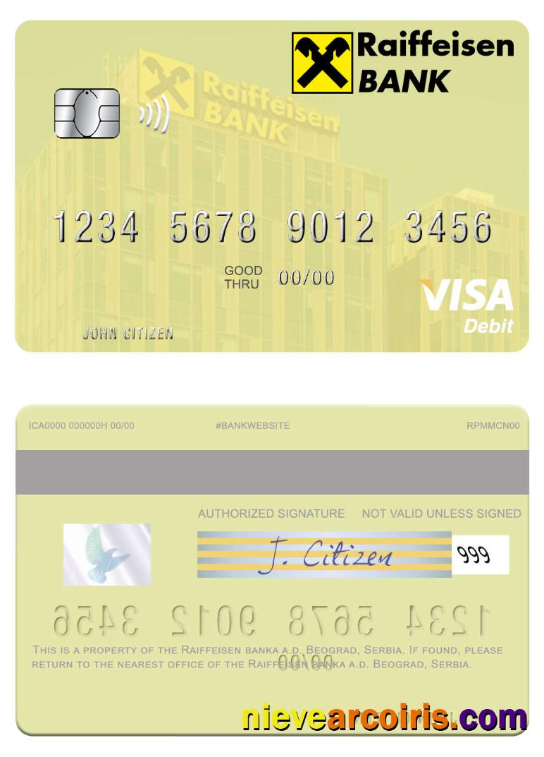 Serbia Raiffeisen Banka A.d. Beograd Visa Debit Card Template