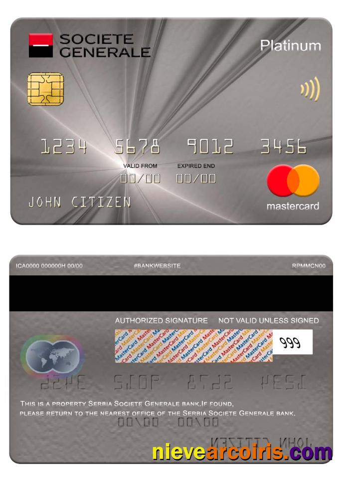 Serbia Societe Generale Bank Platinum Mastercard Sample