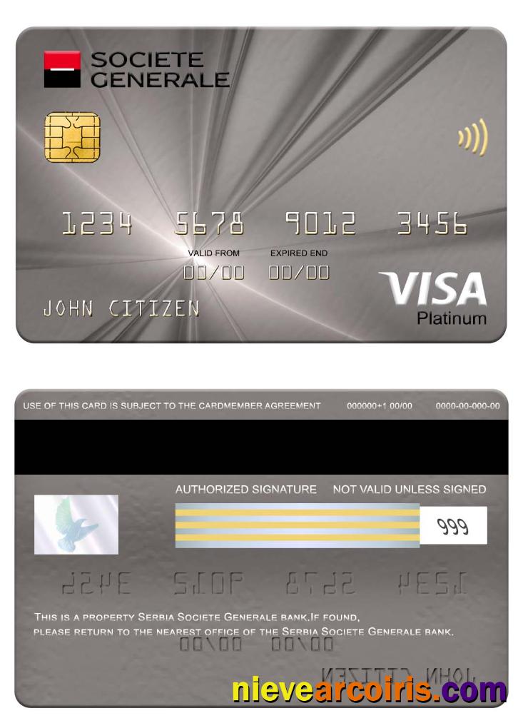 Serbia Societe Generale Bank Visa Platinum Card Sample